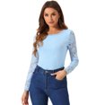 thumbnail image 1 of INSPIRE CHIC Haut en Dentelle Semi-Transparente à Manches Longues avec Broderie de Fleurs pour Femme, 1 of 6