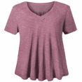 thumbnail image 1 of Woman Plus Size Short Sleeve Floral Blouses Henley T-Shirts V Neck Button Tunic Tops  M-4xl, 1 of 2