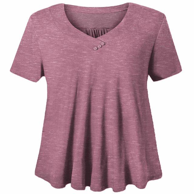 Woman Plus Size Short Sleeve Floral Blouses Henley T-Shirts V Neck Button Tunic Tops M-4xl