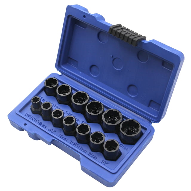 Amdohai 13PCS Impact Bolt & Nut Remover Set Bolt Extractor Removal Tool Set with Storage Box