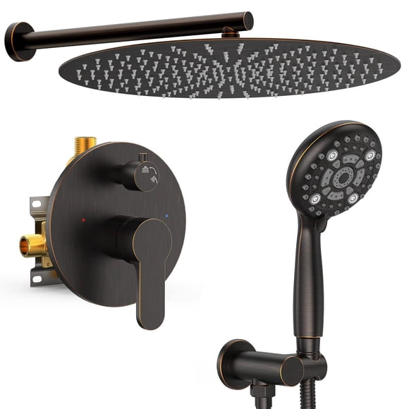 SR SUN RISE Shower Faucet - 16 Inch Multifunctional High Pressure Shower Head System with Handheld Shower Head Fixtures - Valve Included - Oil Rubbed Bronze