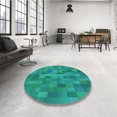 thumbnail image 4 of Ahgly Company Tapis d'Intérieur Lavable en Machine Carré Transitionnel Moyen Vert Printemps, 6 Pieds Carré, 4 of 7