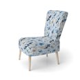thumbnail image 3 of Designart "Polar Botanical Beauty II" Blue Arctic Upholstered Accent Chair - Cottage Arm Chair For Bedroom, 3 of 7