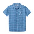 thumbnail image 1 of Bienzoe Boy's Cotton Plaid Button Down Short Sleeve Shirt Blue/Azure 9/10, 1 of 6