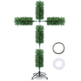 thumbnail image 2 of Foldable Cross Christmas Tree, Foldable Christmas Tree Cross, Pre-Lit Artificial Pine Christmas Cross, Outdoor Staked Twinkling Christmas Trees, with LED Light and Silk Scarf Wood Rattan Ring, 2 of 7