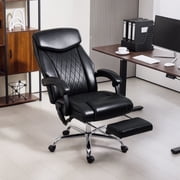 HOMCOM Massage Office Chair, PU Leather Desk Chair w/Footrest, Black