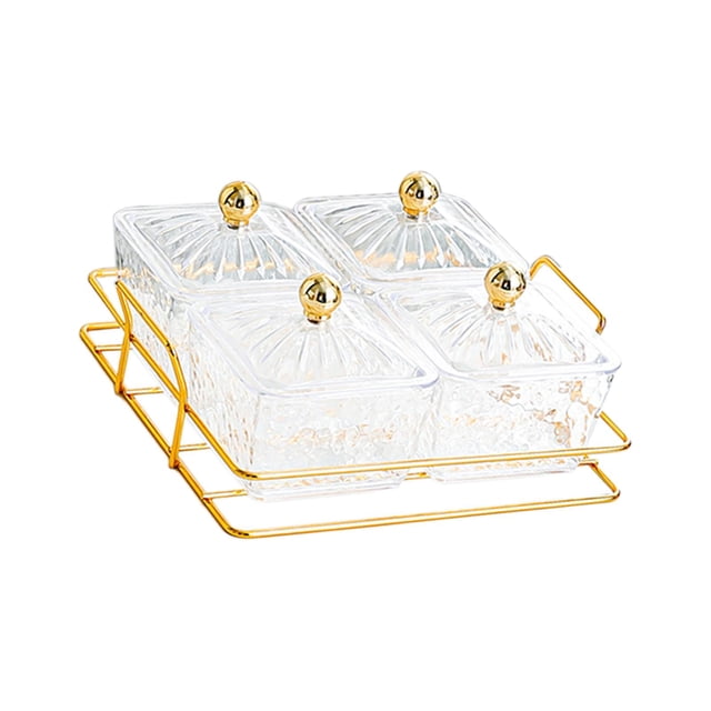 Plats de Service Divisés Assiette de Fruits Secs Plateau de Service pour Fruits Croustilles Bonbons Transparent