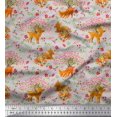 thumbnail image 1 of Soimoi Rayon Fabric Tree,Floral & Deer Animal Decor Fabric Printed Yard 42 Inch Wide, 1 of 3