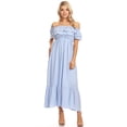 thumbnail image 1 of Women's Boho Peasant Dress Off Shoulder Short Sleeve Ruffle Maxi Dresses, 1 of 5