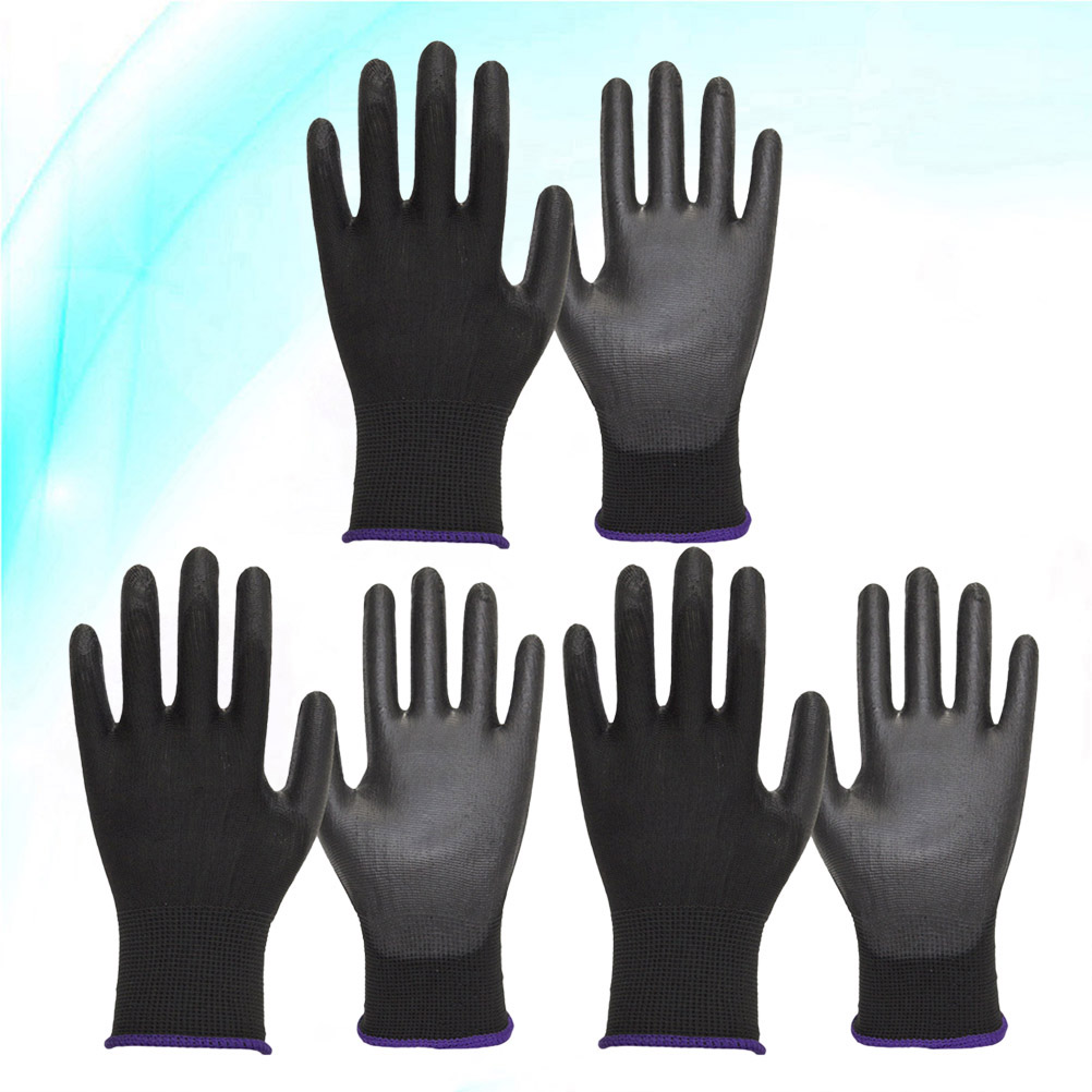 SASABAXI 3Pairs Black Work Gloves Wear-Resistant Protective Gloves for Indoor Outdoor Tasks