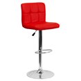 thumbnail image 1 of Contemporary Red Quilted Vinyl Adjustable Height Barstool with Chrome Base, 1 of 7