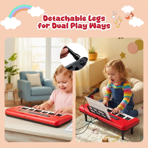 GOO® Clavier Électronique de Piano à 37 Touches avec Microphone Jouet d'instrument pour Enfants