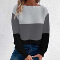 thumbnail image 4 of Timegard Tops for Women Lightweight Drop Shoulder Sweaters Crewneck Long Sleeve Pullover Tops Block Color, 4 of 8