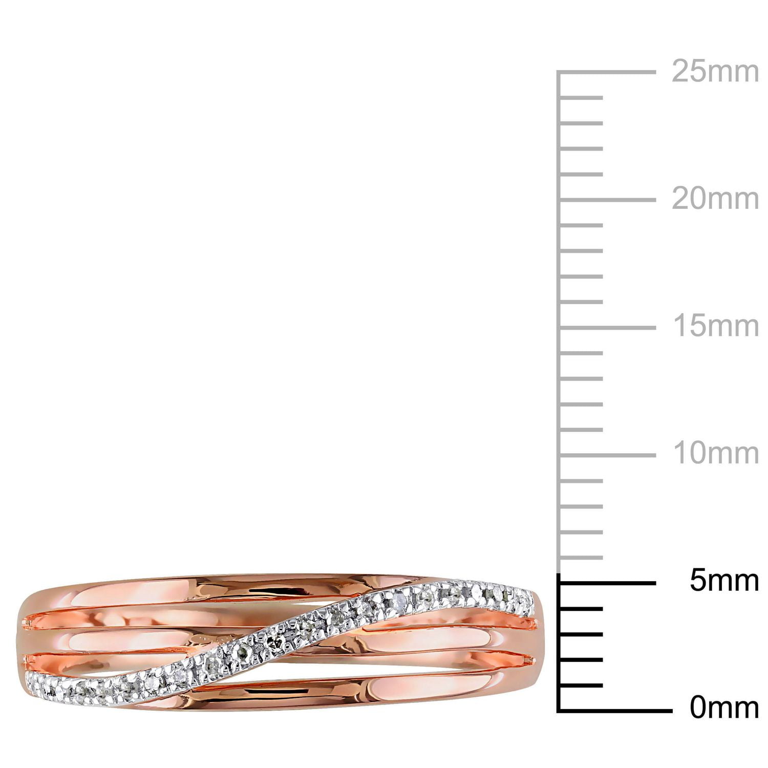 Bague de style superposé Miabella avec accents de diamants en argent sterling plaqué de rhodium rosé