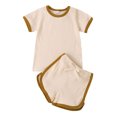 thumbnail image 2 of SUNSIOM Ensemble 2 Pcs pour Filles Manches Courtes Hauts à Blocs de Couleur + Shorts, 2 of 10