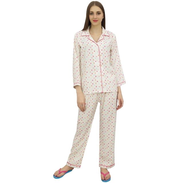 Bimba Chemise Imprimée Blanc Cassé à Boutons avec Pantalon de Pyjama à Taille Élastique-6