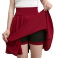 thumbnail image 3 of LNGOOR Jupe Patineuse Mini Plissée Extensible Décontractée pour Femmes avec Shorts Basique Polyvalente Taille Haute, 3 of 6