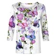 thumbnail image 3 of TIMIFIS Hauts pour Femmes Manches 3/4 Décontractés Coupe Ample Tuniques Col Rond T-shirt Automne, 3 of 4