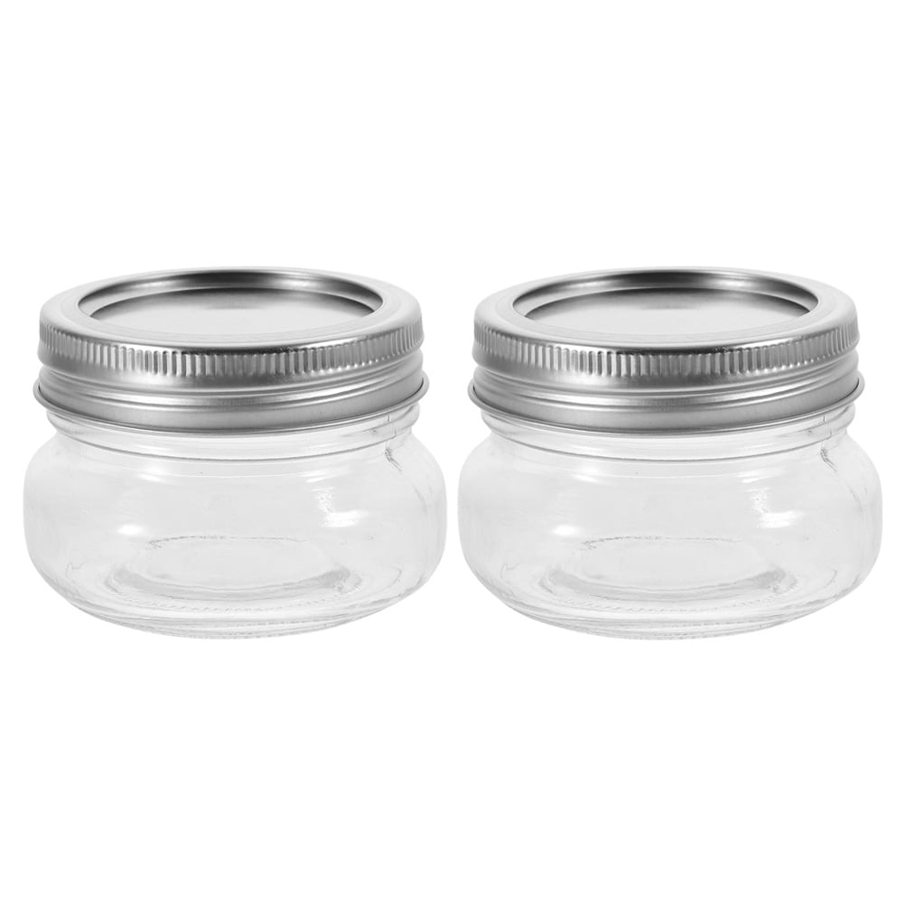 2Pcs Small Glass Jars Mini Mason Jar Wide Mouth Small Jam Honey Container Jars