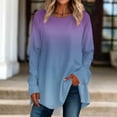 thumbnail image 2 of FAIWAD Women's Long Sleeve Tunic Tops Gradient Round Neck Trendy Spring Casual Pullover Tops, 2 of 5