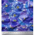 thumbnail image 1 of Soimoi Blue Poly Georgette Fabric Flower Watercolor Fabric Prints by Yard 42 Inch Wide, 1 of 3