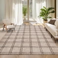 thumbnail image 1 of Washable Checkered 9x12 Living Room Rugs, Ultra Thin Non Slip Geometric Area Rug for Bedroom Dining Room, Low Pile Stain Resistant Farmhouse Throw Carpet for Home Office, Taupe, 1 of 8