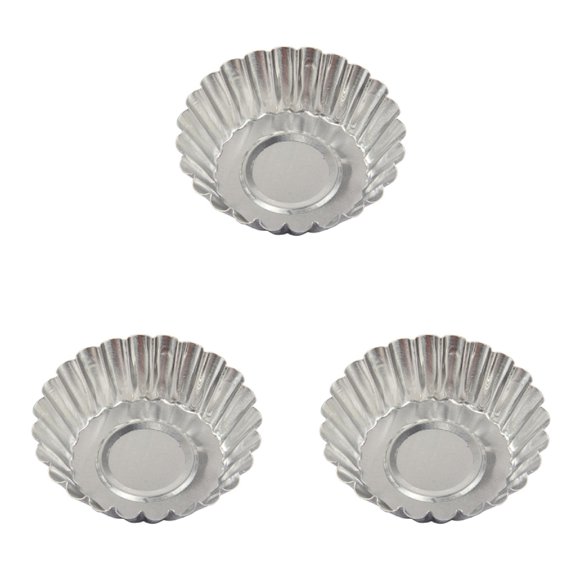 Ensemble de Moules de Cuisson en Aluminium pour Tartelettes pour Pâtisseries et Desserts, Moules à Gâteau et Cupcake Doublés, Lot de 50 Pcs pour la Cuisine, 7x2 cm, Argent, Lot de 3