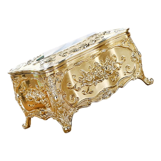 Elegant Tissue Box Holder Organizer Napkin storage Car Tissue Dispenser for Office Home Golden