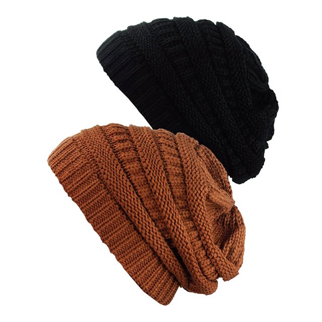 Tuque Tricotée pour Femmes (Lot de 2), Noir/rouille