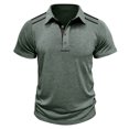 thumbnail image 4 of Styesk T Shirts for Man Fashion Solid Color Leisure Versatile Motion Button T-shirt Lapel Top, 4 of 5