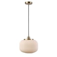 thumbnail image 1 of Lily 1-Light Matte Brass Pendant Light with Frosted Ribbed Glass Shade, 1 of 9