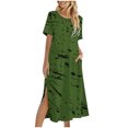 thumbnail image 2 of Ovzne Robes d'Été pour Femmes 2025 Robe Femme Robe Unie Ample Décontractée Mode Robe à Manches Longues Robe à Col à Manches Longues pour Femmes Robe d'Été à Manches Longues Imprimée Liquidation, 2 of 7