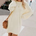 thumbnail image 2 of jovati Robe Chandail pour Femmes à Manches Longues Femmes Chandail d'Hiver Tricot Col Roulé Chaud à Manches Longues avec Poche Mini Robe Chandail, 2 of 9