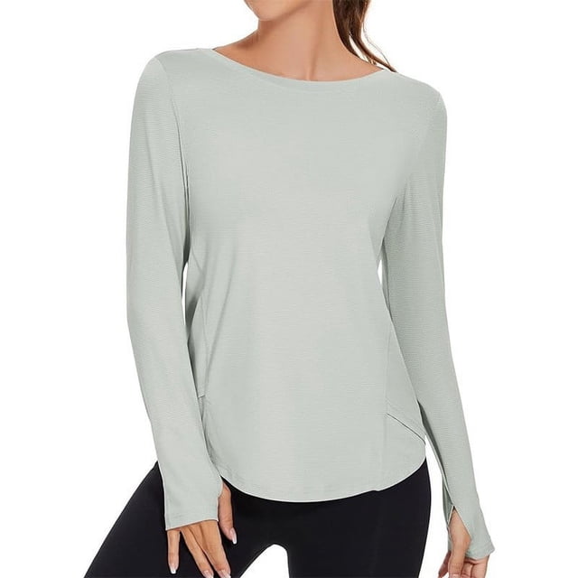 asjyhkr Chandails à Manches Longues pour Femmes Chandails de Protection Solaire Col Ras du Cou Coupe Ample Extensibles Doux Confortables T-Shirts