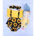 thumbnail image 2 of 0-24M Infant Newborn Baby Girls Sunflower Patchwork Ruffled Sleeve Jumpsuit Headband 2Pcs Set, 2 of 4