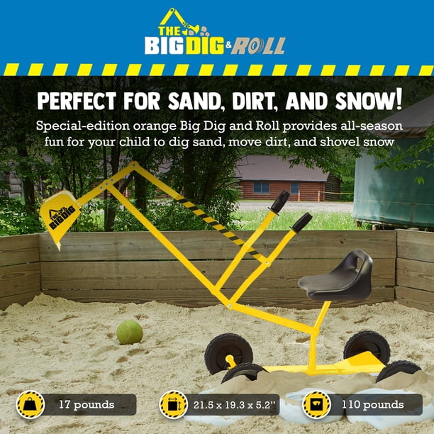 Big Dig Rolling Sandbox Digger Excavator Toy Crane with 360 Degree