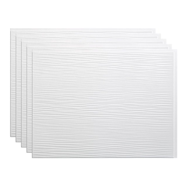 FASÄDE Ripple Matte White 18in x 24in Decorative Vinyl Backsplash Panel (5 Pack)
