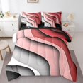 thumbnail image 1 of YST Rasberry Red Pink Grey 7-Piece Comforter Set, Aesthetic Wave Bed in a Bag, Queen, Geometric Stripe, Modern Abstract Bedding Set, 1 of 4