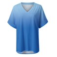thumbnail image 4 of Blouses pour Femmes Mode Décontractée Dégradé Col en V Manches Courtes T-shirt Ample, 4 of 7