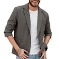 thumbnail image 2 of Veste de Complet Décontractée pour Homme avec Col à Revers, Manches Longues, Imitation Lin, Détails de Poches, 2 of 8