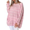 thumbnail image 2 of Faithtur Femmes Tricot Pull Manches Longues Col Rond Contraste Couleur Pull Rayé Pull Pull pour l'Hiver Automne, 2 of 9