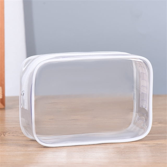 JWshufel PVC Transparent Makeup Bag Large Capacity Cosmetic Organizer Portable Plastic Zipper Wash Bag Convenient Travel Toiletry Storage Case for Beauty Products and Accessories