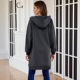 thumbnail image 4 of HAiming Womens over Size Solid Color Long Hoodie Jacket Casual Long Sleeve Drawstring Hooded Sweatshirt, 4 of 9
