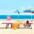 thumbnail image 4 of Gymax Chaise Longue Pliante d'Extérieur à 5 Positions avec Ouverture pour le Visage et Repose-Pieds Réglable, Rose à Rayures, 4 of 10