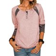thumbnail image 2 of LAPA Women's Patchwork Long Sleeve Button Henley Shirt, 2 of 3