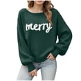 thumbnail image 1 of WUANDIXFA Chandail pour Femmes Chandails d'Automne pour Femmes Noël Automne Hiver Manches Longues Col Rond Haut Festif Chandails à Enfiler pour Femmes Vert Foncé,S, 1 of 6