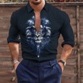 thumbnail image 1 of TIMIFIS Men's Dress Shirts Long Sleeve Floral Button Up Shirts Party Prom Wedding Shirt-BlueFall, 1 of 1