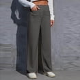 thumbnail image 2 of WEIYLL Women's Pants Work Straight Wide Leg Button Down High Elastic Waisted Pockets Dark Gray Pant size L, 2 of 5