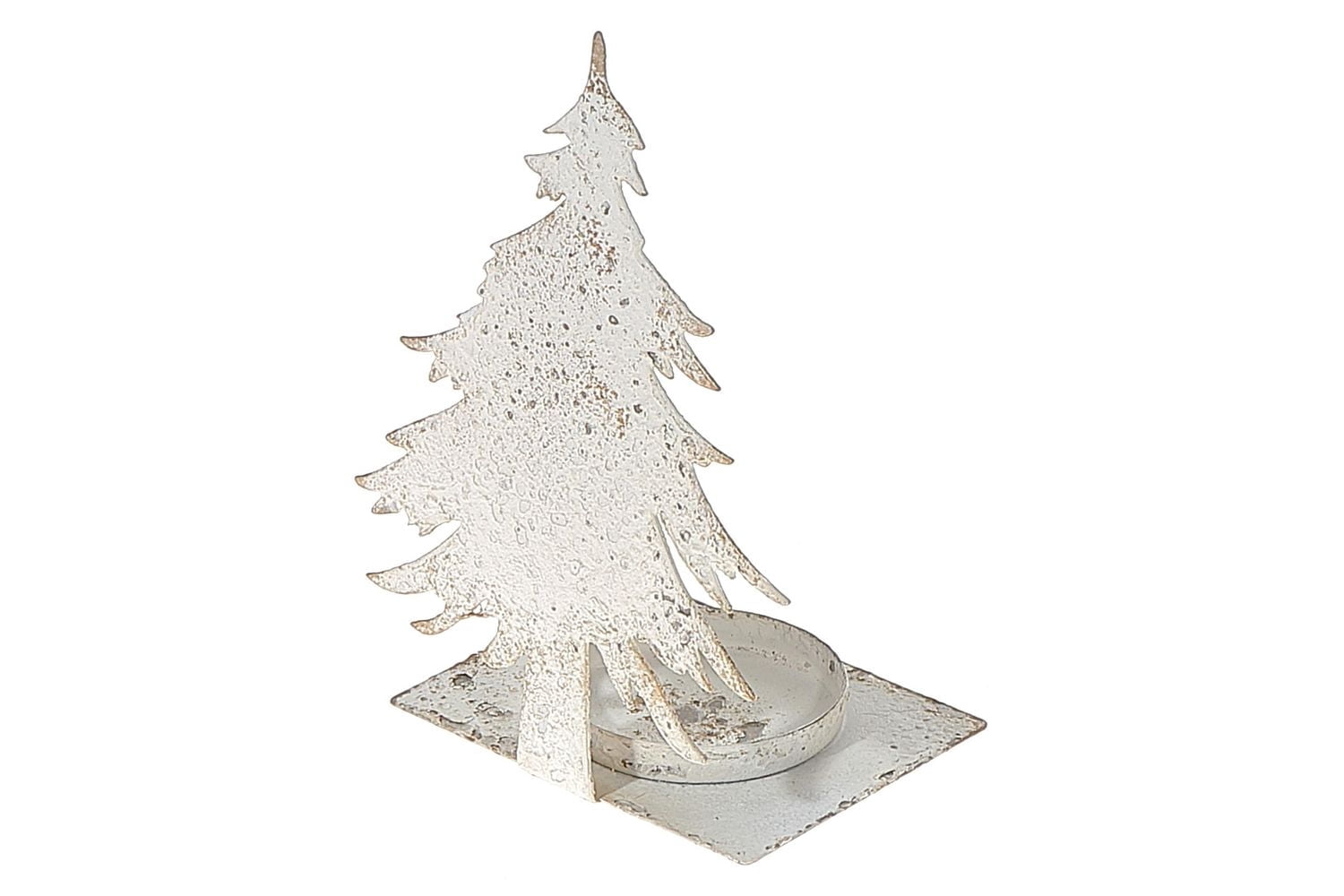 Bougeoir Arbre En Métal Blanc Vieilli