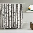 thumbnail image 1 of Rideau de Douche Bois Gris Droit Forêt Accessoires de Déco de Salle de Bain Rideau de Bain avec Crochets, 1 of 7